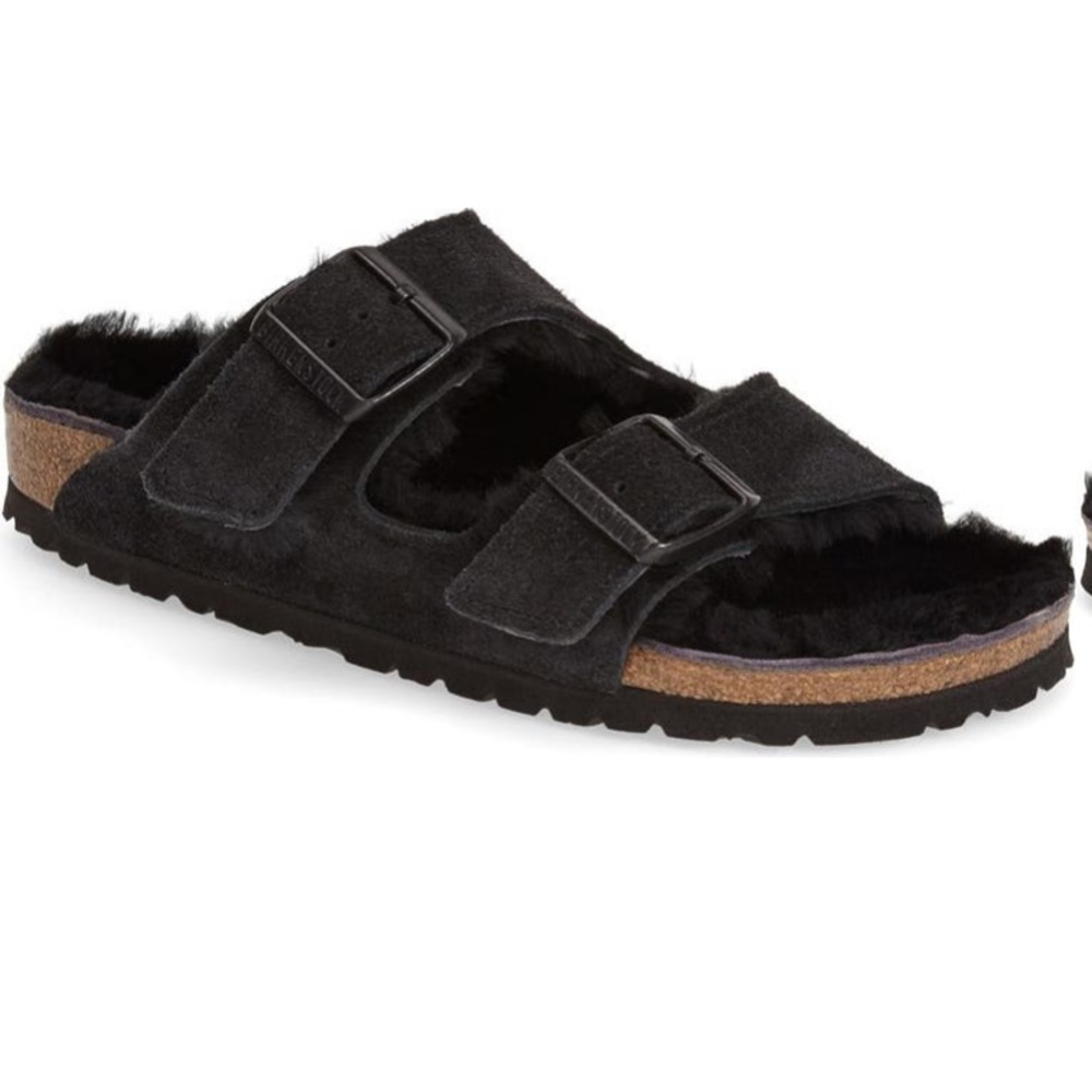 Birkenstocks Arizona Genuine Sherling Lined Slide Sandal